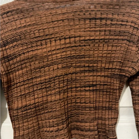 Zara Brown Ruched Cropped Long Sleeve Top | Size S - Picture 12 of 12
